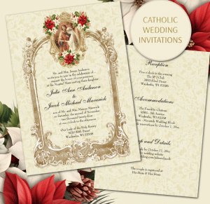 Traditional Catholic Christmas Wedding Invitations, Catholic Christmas Wedding Invitations, Traditional Catholic Wedding Invitations, Catholic Wedding Invitations, Vintage Catholic Wedding Invitations